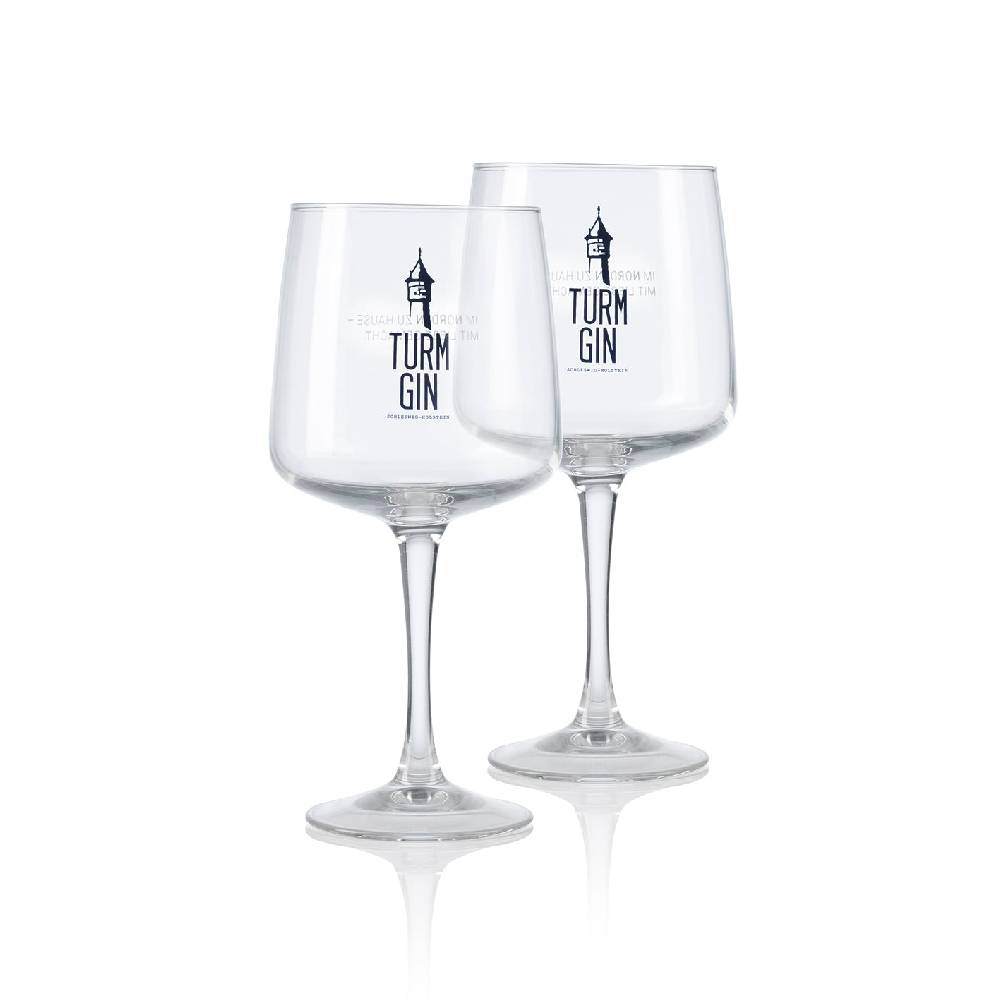 TURM GIN Copa Glas mit Logo und Schriftzug - 720 ml - 2er-Set