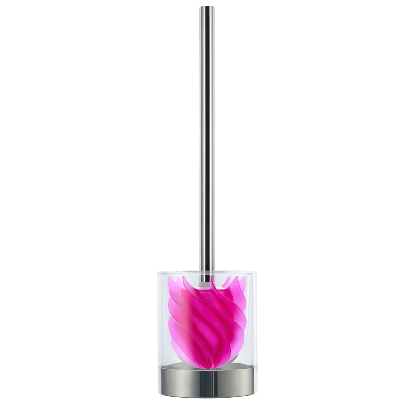 LOOMAID WC-Bürste Silikonkopf Edelstahl/pink mit Bürstenhalter transparent/Edelstahl