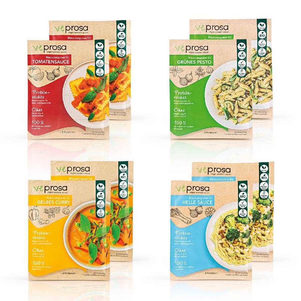 veprosa vegan protein sauce Biosaucenpulver TRY ME - Alle Sorten - 8x 50 g