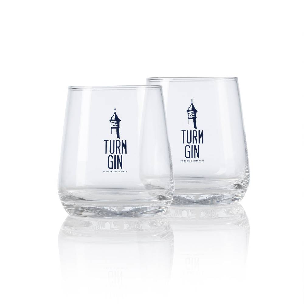 TURM GIN Glas mit Logo und Siegel - je 370 ml - 2er-Set