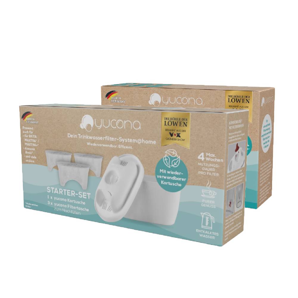 yucona Wasserfilter Starter-Kit - Kartusche mit 6 Filtertaschen