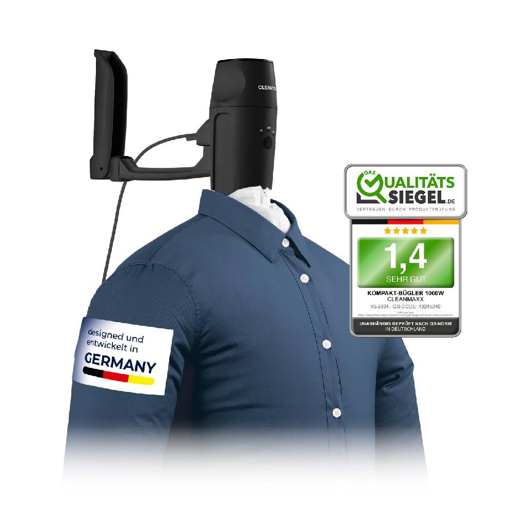CLEANmaxx Hemdenbügler PRO KOMPAKT - schwarz/silber