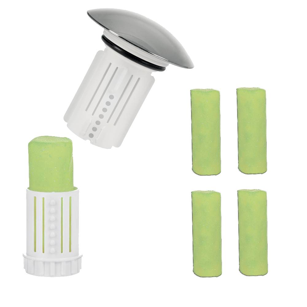 Abfluss-Fee Abfluss-Fee Waschbecken - 1x Verschlussstopfen & 5x Duftstein Zitrone/Apfel