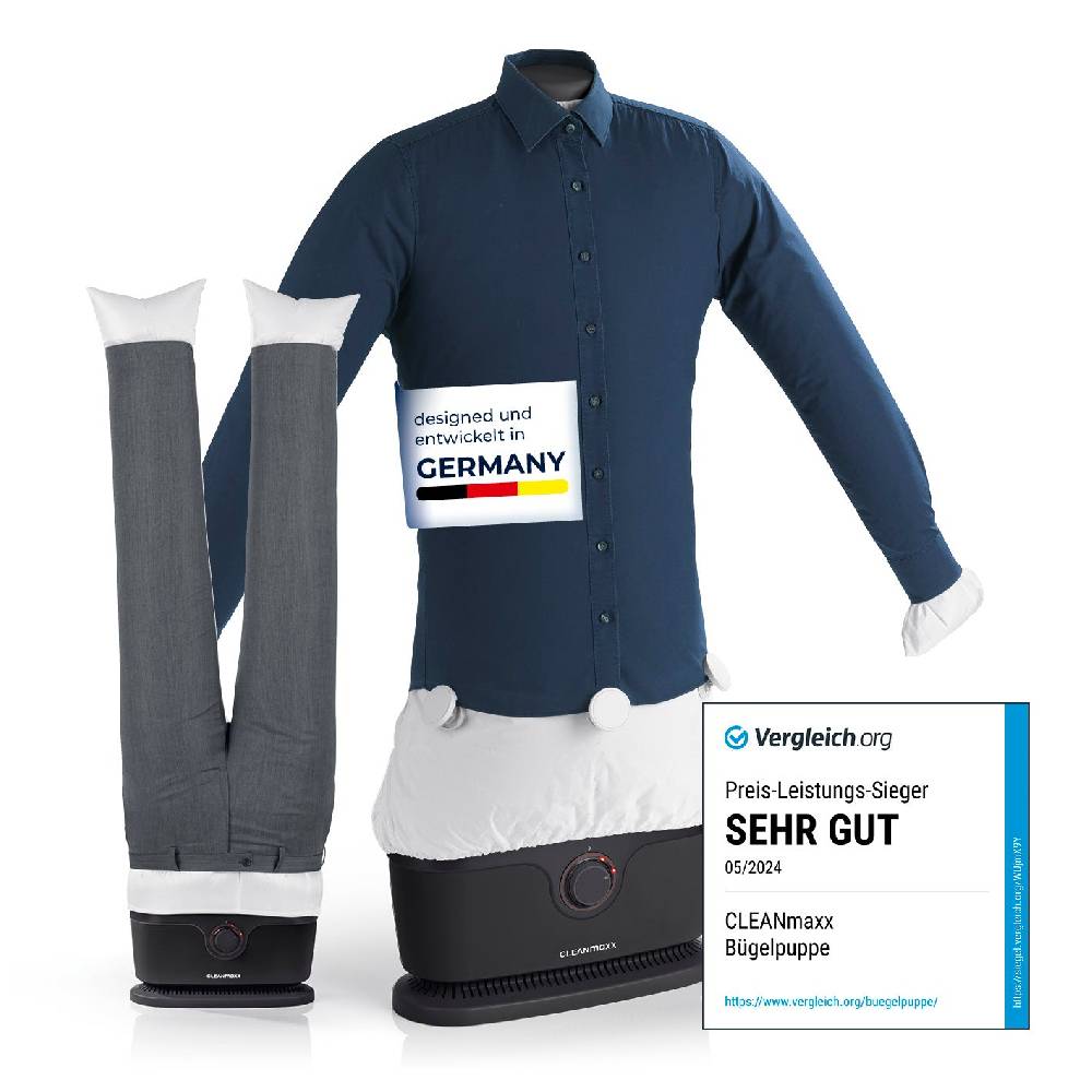 CLEANmaxx Hemdenbügler PRO mit Hosenaufsatz - Schwarz