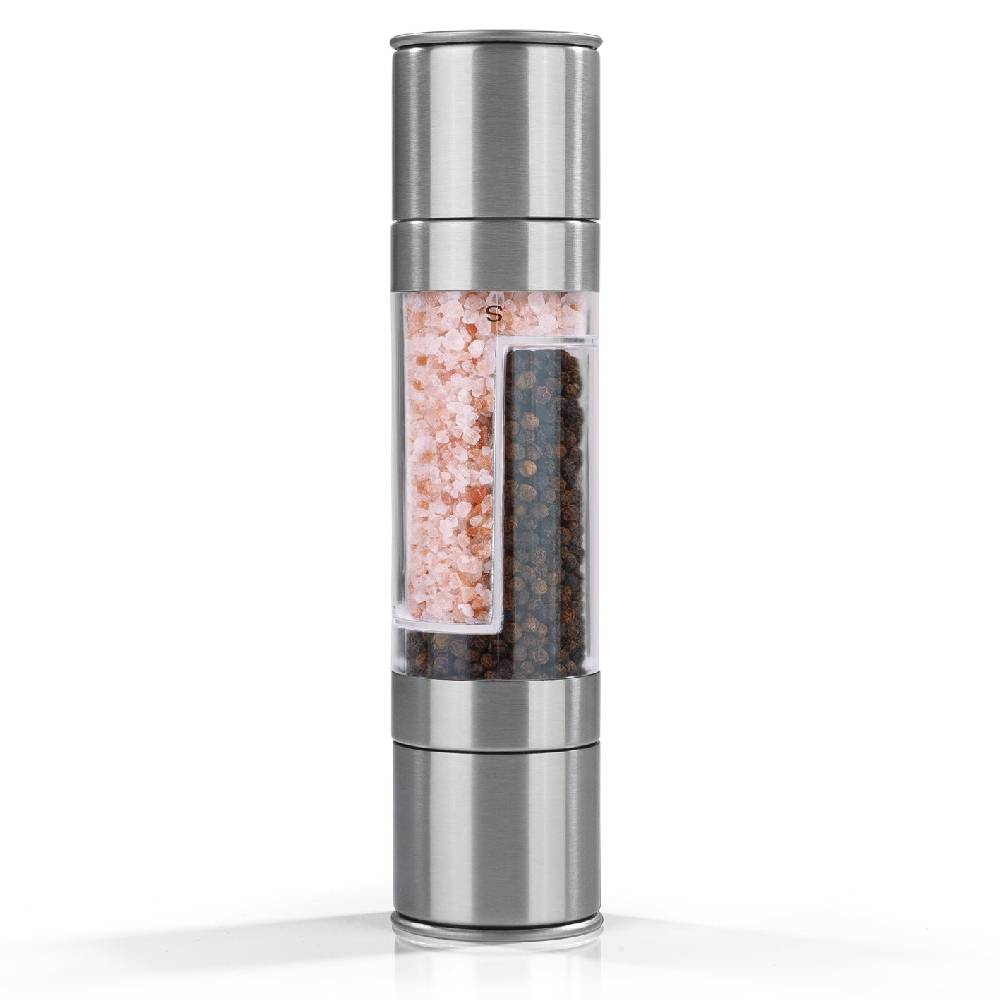 MAXXMEE Gewürzmühle - Für 2 Gewürze gleichzeitig - silber