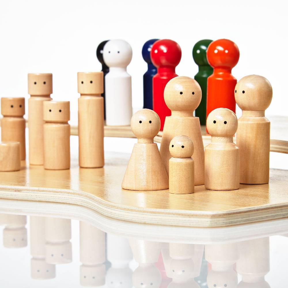LUMALAND Familienaufstellung Familienbrett Systembrett Set aus Holz - 32 Teile