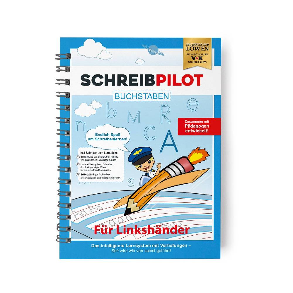 SCHREIBPILOT Heft Buchstaben für Linkshänder mit Bleistift und Radiergummi - DIN-A4
