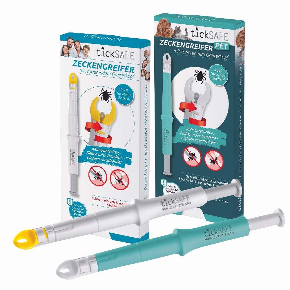 tickSAFE Zeckengreifer für Mensch & Tier mit rotierendem Greiferkopf - 2er-Set