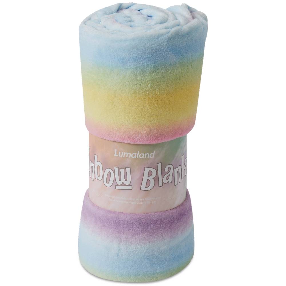 LUMALAND Kuscheldecke für Kinder - 150 x 180 cm - Regenbogen