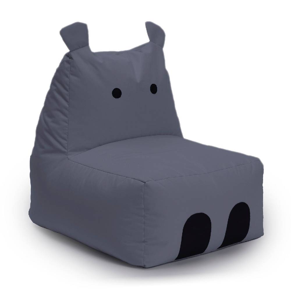 LUMALAND Kindersitzsack Animal Line Hippo (200 L) - indoor & outdoor - Stahlgrau