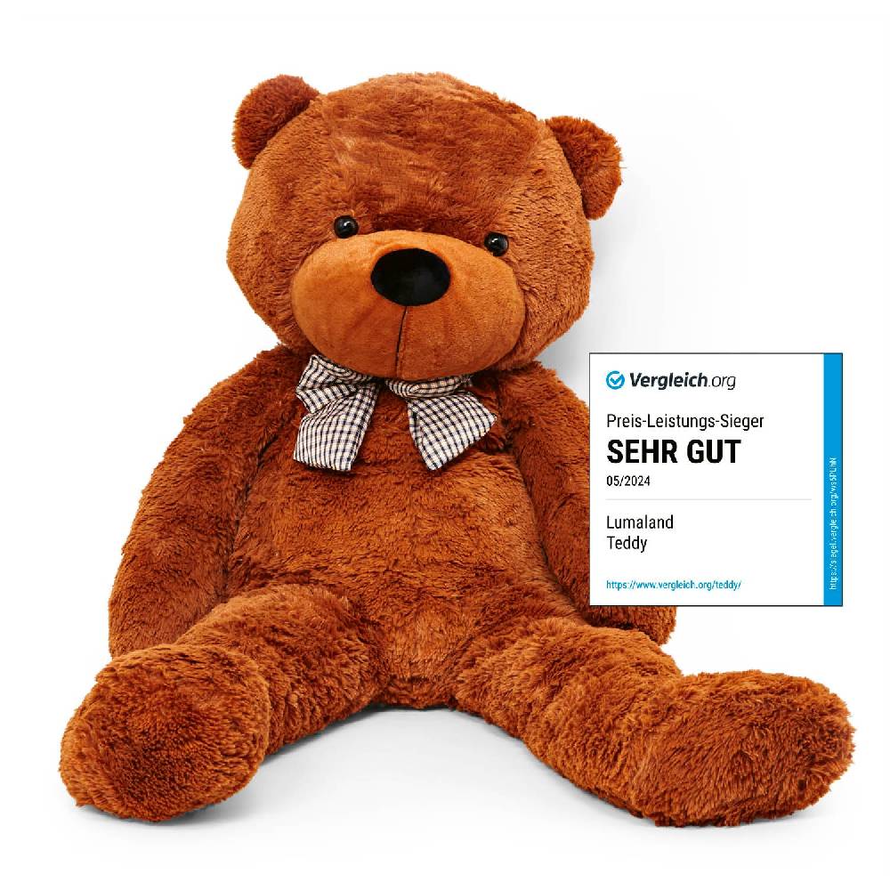 LUMALAND XXL-Teddy mit Knopfaugen - 120 cm - Braun