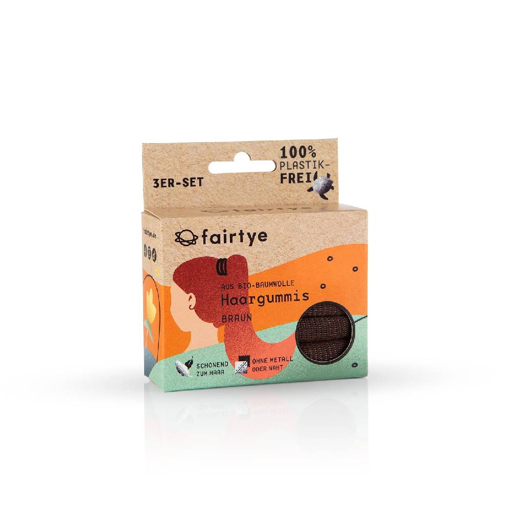 fairtye Haargummi braun - 3er-Set
