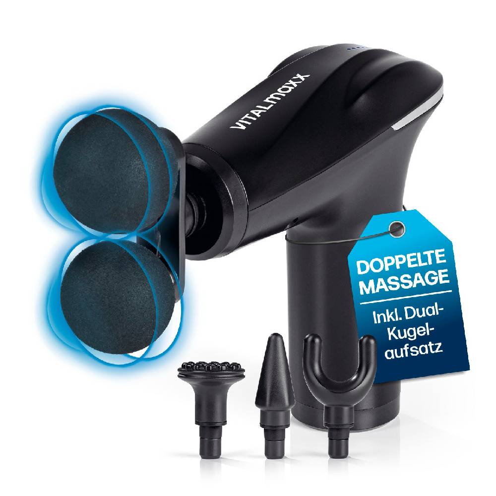 VITALmaxx Mini Massage Gun mit 4 Aufsätzen