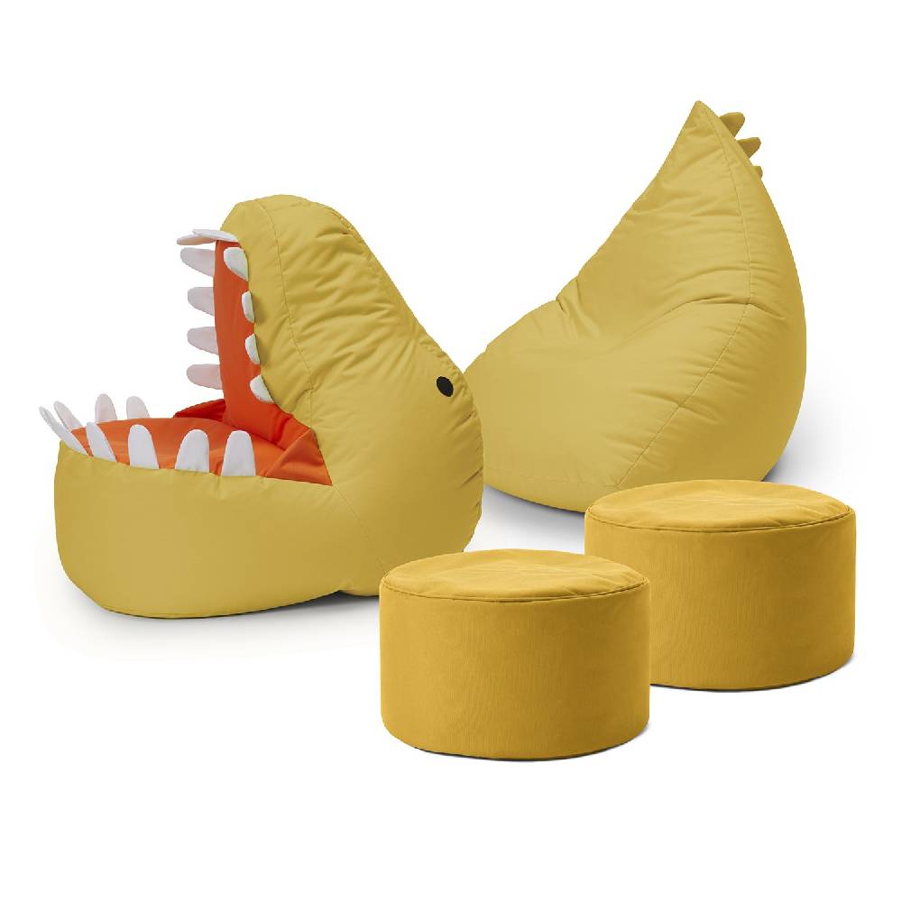 LUMALAND Kindersitzsack-Set "Dino" (4-tlg.) - indoor & outdoor - Senfgelb