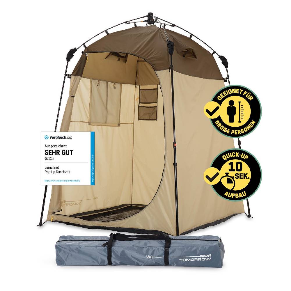 Where Tomorrow Pop up Duschzelt - 220 cm hoch - Braun