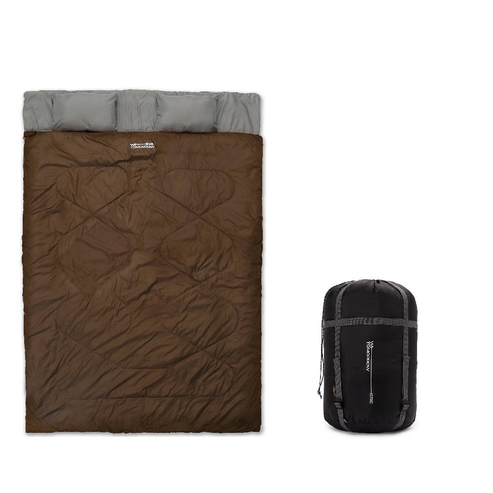 Where Tomorrow Doppelschlafsack mit Tragetasche - 2-Personen Schlafsack - 190 x 150 cm - Braun