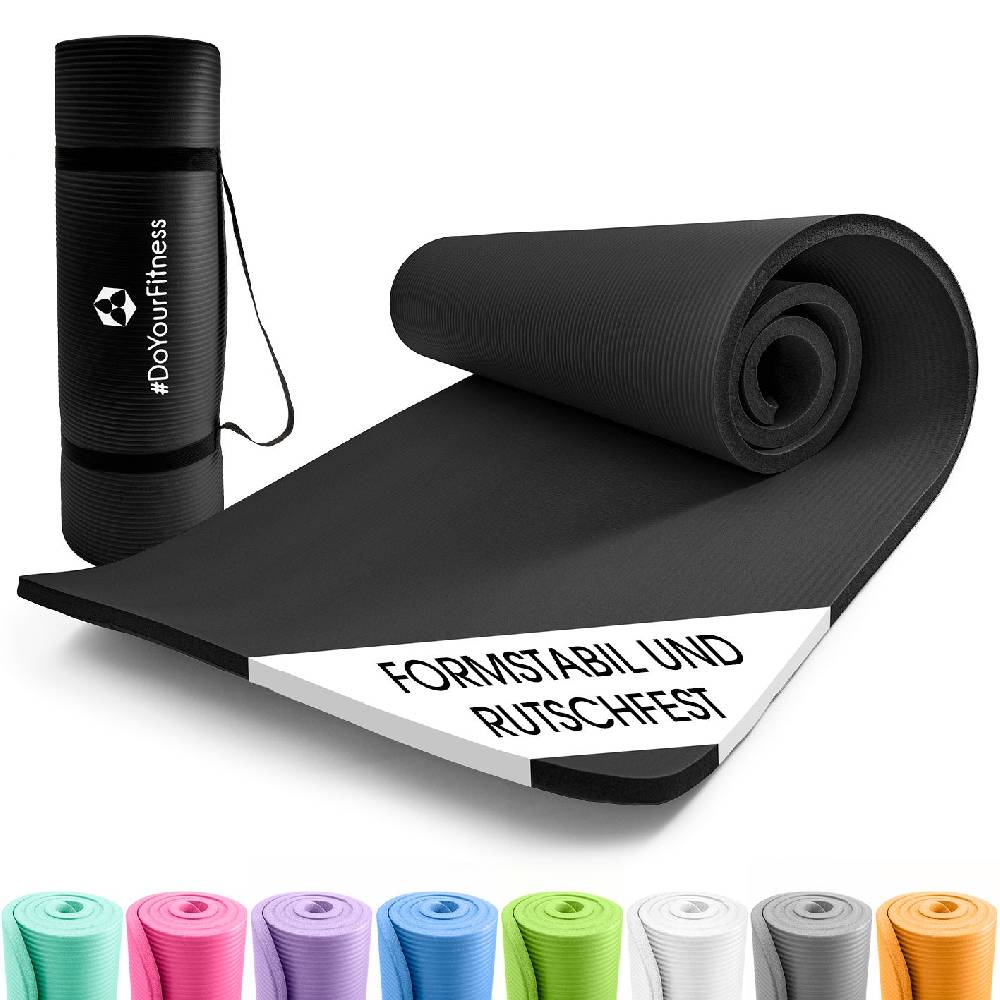 #DoYourFitness Fitness- und Gymnastikmatte - 183 x 61 x 1,5 cm - Schwarz
