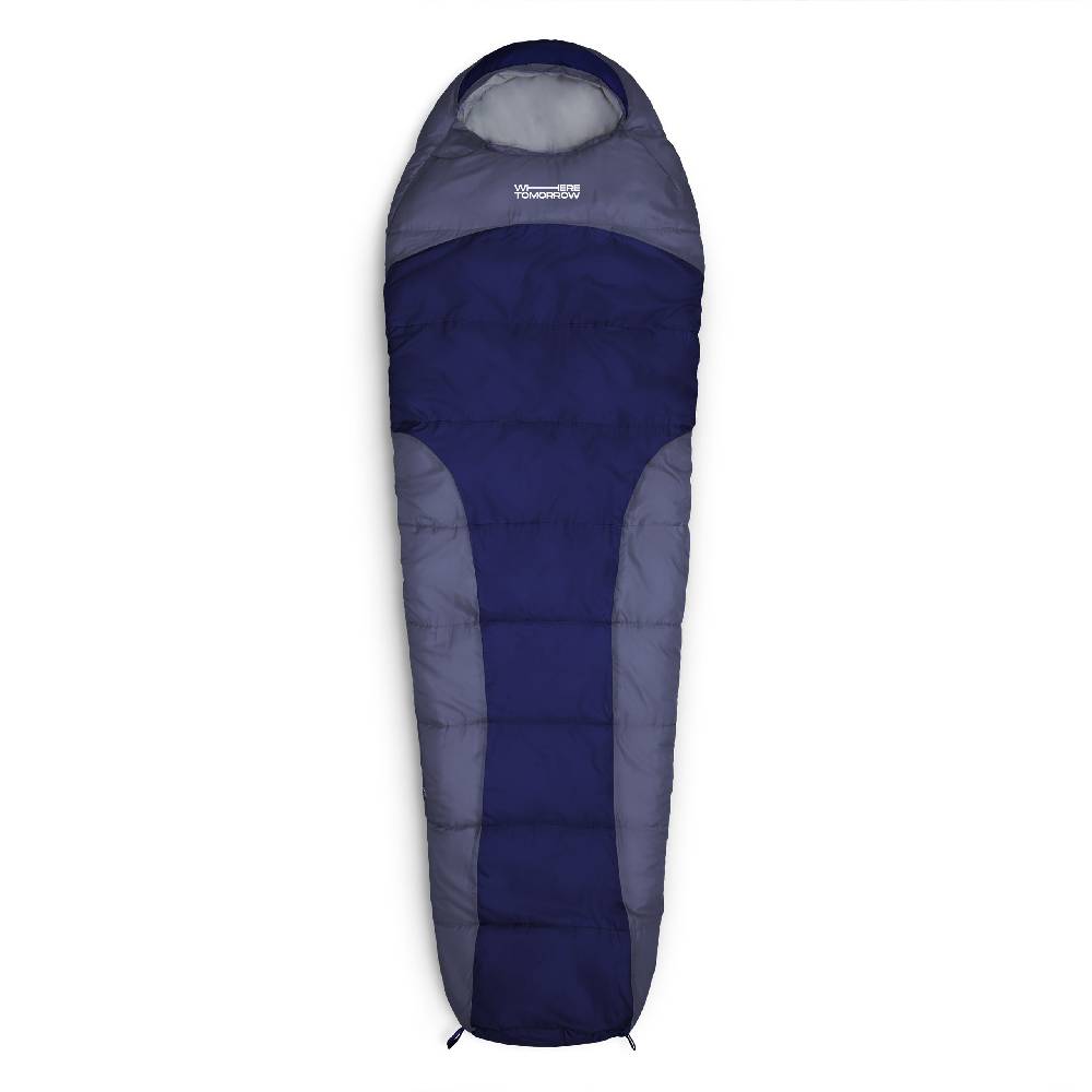 Where Tomorrow Camping Schlafsack Classic - Mumienschlafsack mit Tasche - 230 x 80 x 55 cm - Dunkelblau