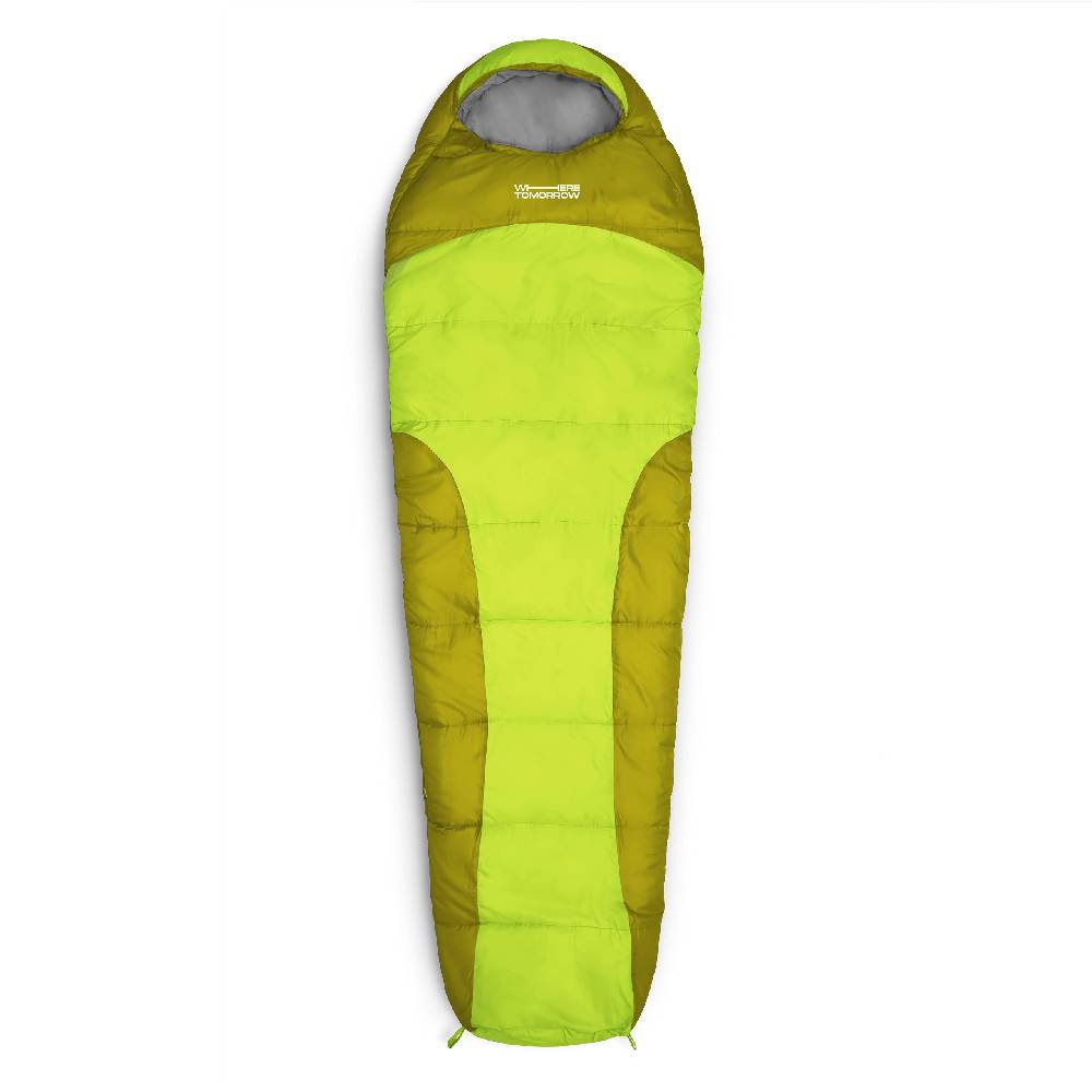 Where Tomorrow Camping Schlafsack Classic - Mumienschlafsack mit Tasche - 230 x 80 x 55 cm - Oliv-Hellgrün