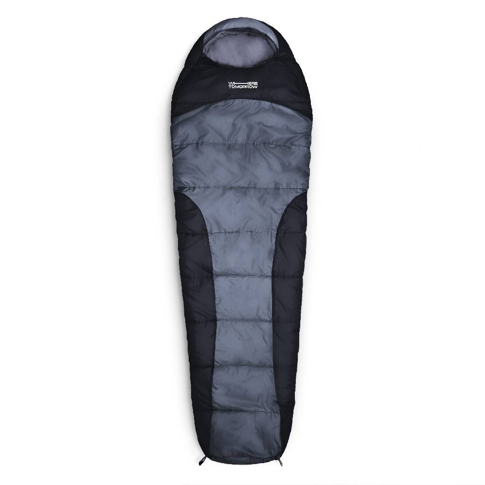 Where Tomorrow Camping Schlafsack Classic - Mumienschlafsack mit Tasche - 230 x 80 x 55 cm - Grau-Schwarz Clearance-Verkauf