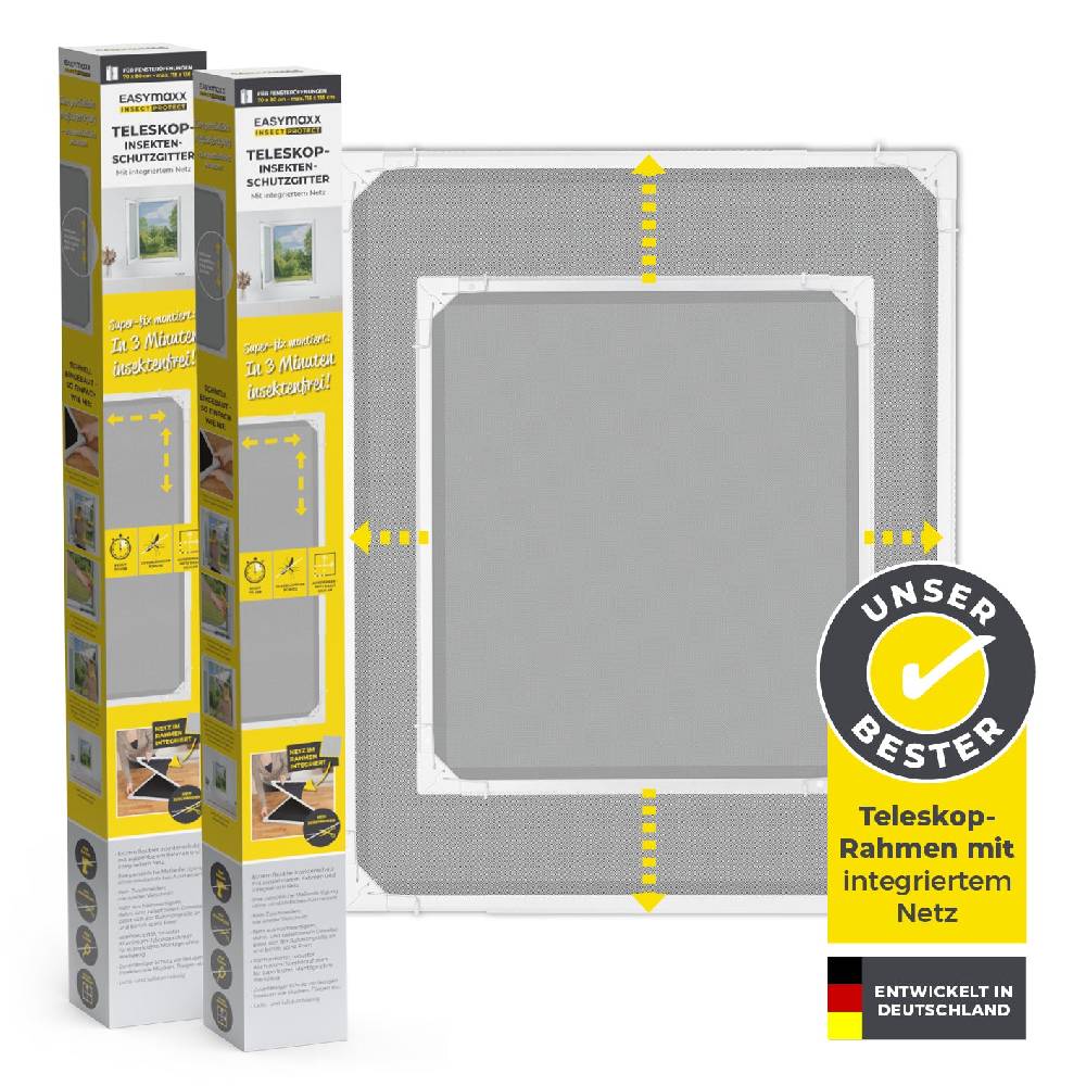 EASYmaxx Teleskop-Insektenschutzgitter mit integriertem Netz - 2er-Set - weiß