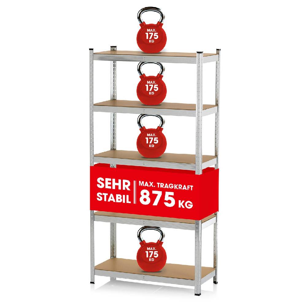 EASYmaxx Schwerlastregal & Werkbank - 180 x 90 x 40 cm - 875 kg Traglast, 175 kg pro Ebene
