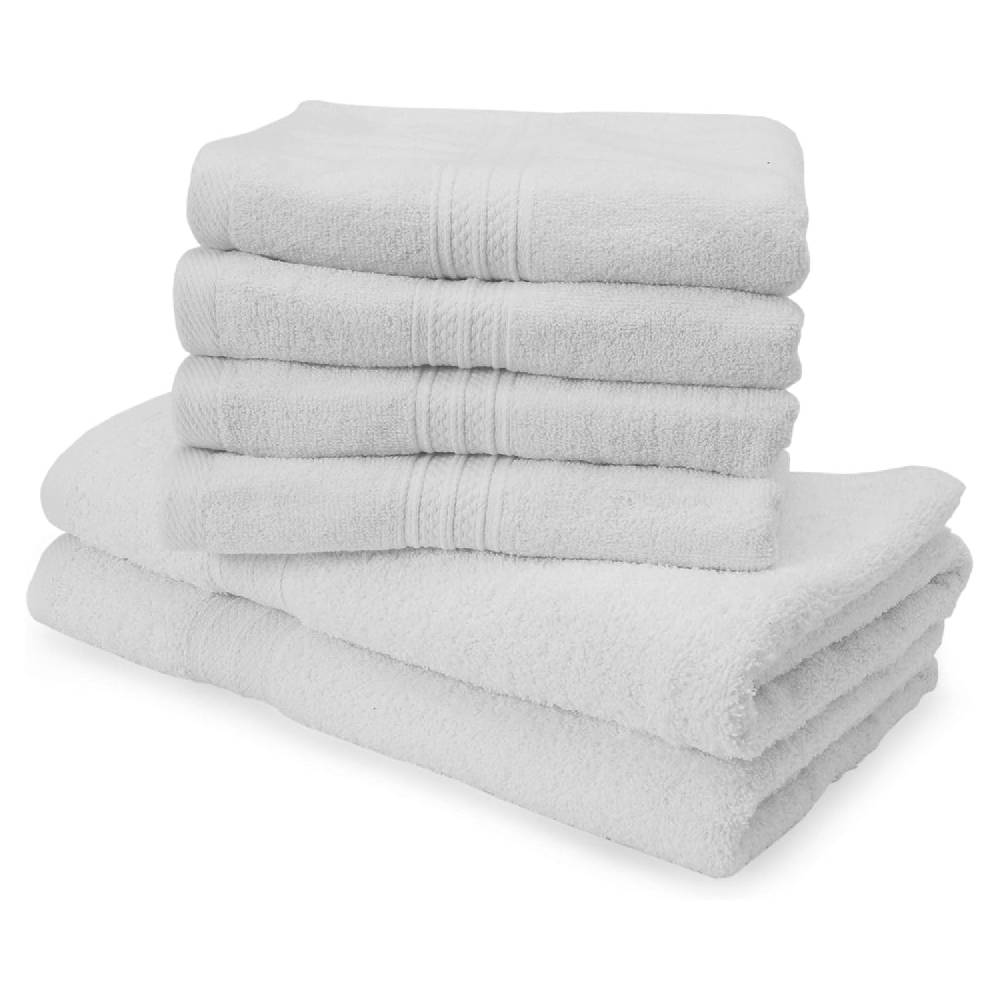 LUMALAND Premium Handtücher 6er-Set - 4 Handtücher 50 x 100 cm + 2 Badetücher 70 x 140 cm - Weiß