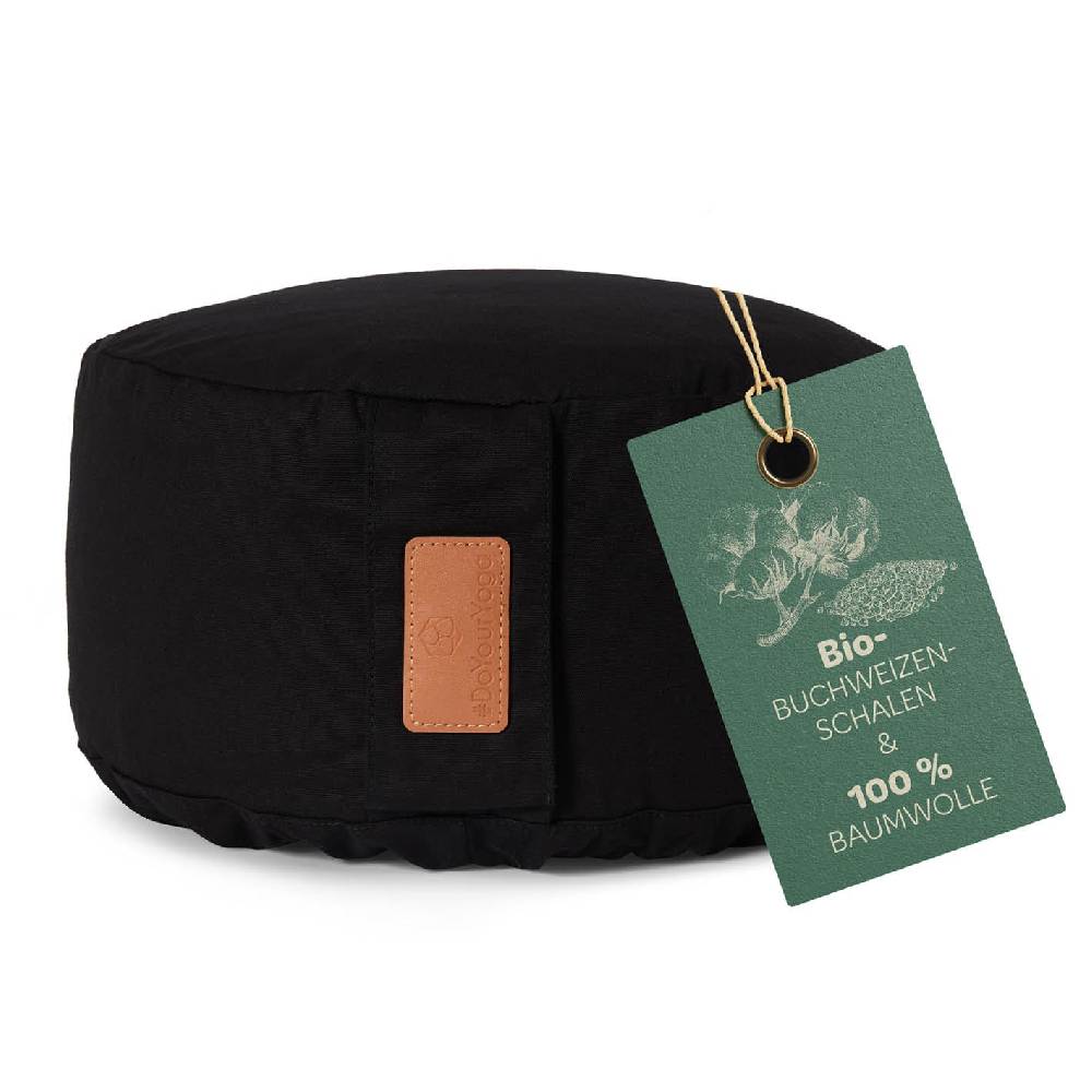 #DoYourYoga Yoga-Kissen Vishnu - gefüllt mit Bio-Buchweizenschalen - Rund 30 x 30 x 15 cm - Schwarz