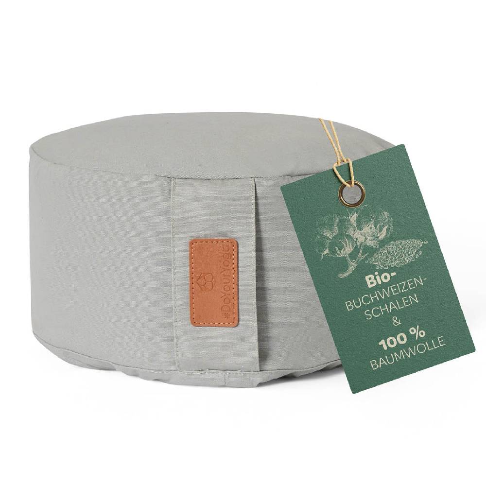 #DoYourYoga Yoga-Kissen Vishnu - gefüllt mit Bio-Buchweizenschalen - Rund 30 x 30 x 15 cm - Grau Cyber Monday