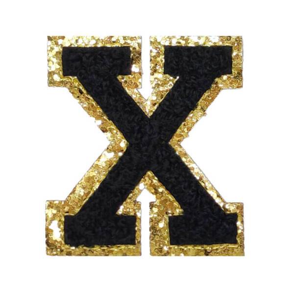 Mea Living Buchstabensticker "X" schwarz/gold Glitter
