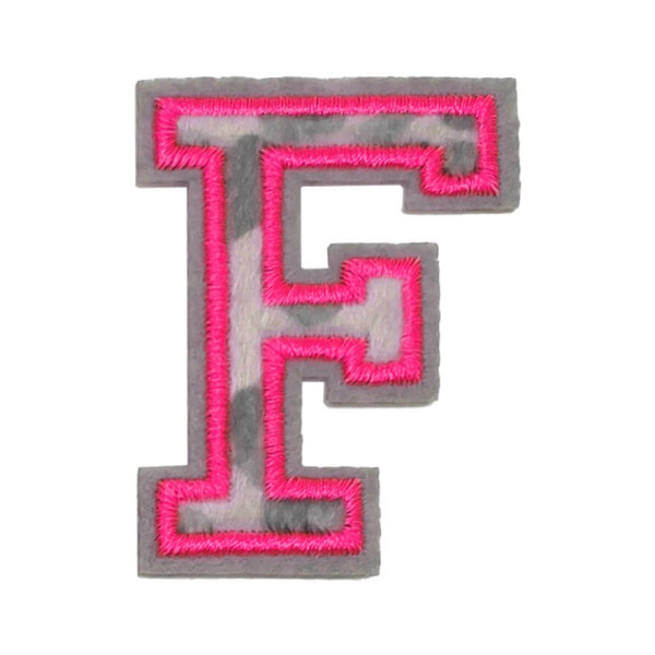 Mea Living Bügelpatch "F" Leo-Muster neonpink