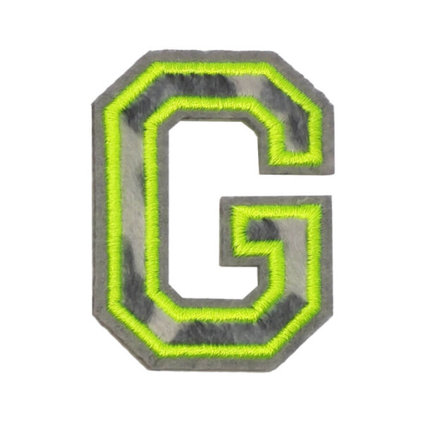 Mea Living Bügelpatch "G" Leo-Muster neongelb