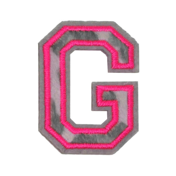 Mea Living Bügelpatch "G" Leo-Muster neonpink