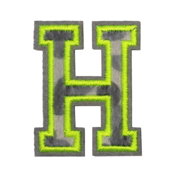 Mea Living Bügelpatch "H" Leo-Muster neongelb