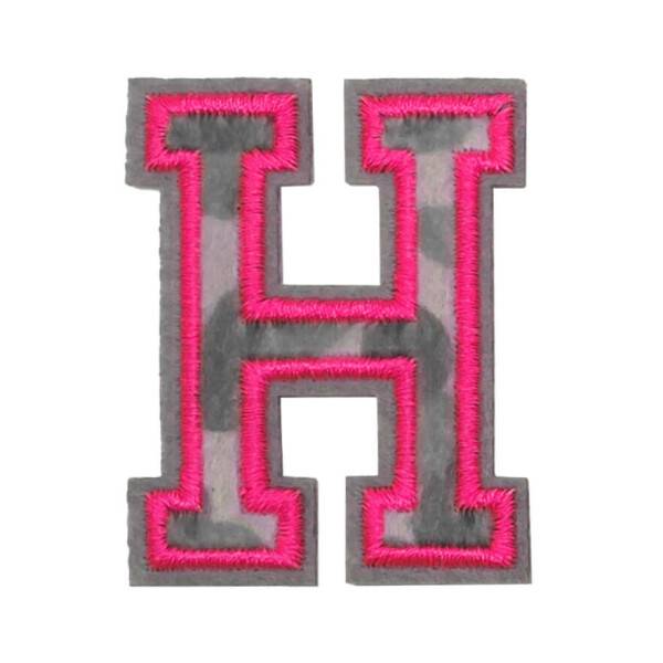 Mea Living Bügelpatch "H" Leo-Muster neonpink