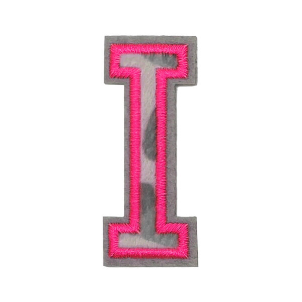 Mea Living Bügelpatch "I" Leo-Muster neonpink