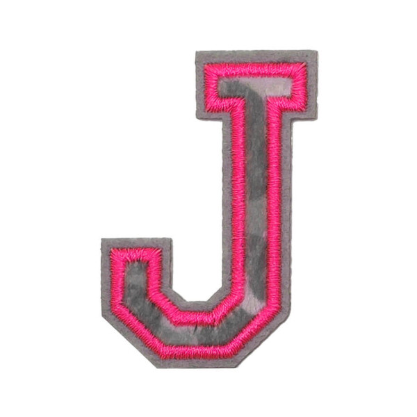 Mea Living Bügelpatch "J" Leo-Muster neonpink