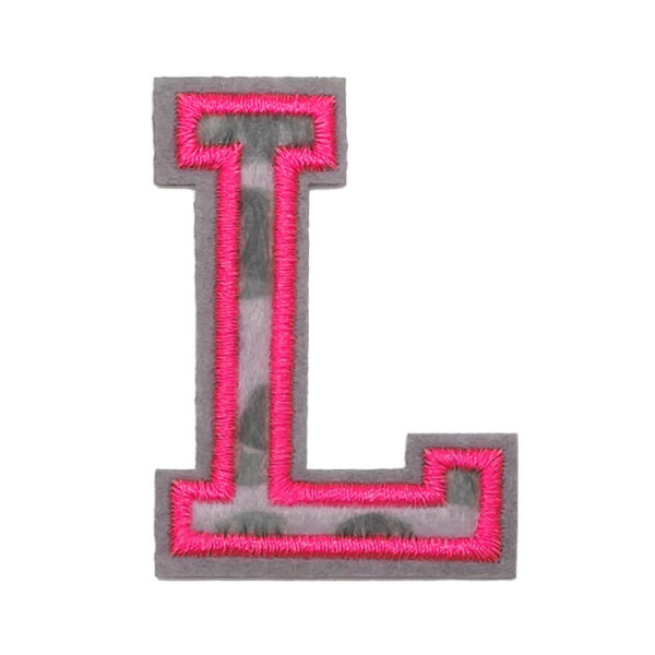 Mea Living Bügelpatch "L" Leo-Muster neonpink