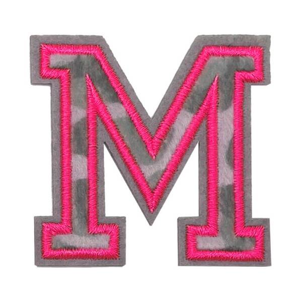 Mea Living Bügelpatch "M" Leo-Muster neonpink