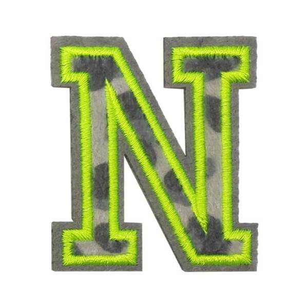 Mea Living Bügelpatch "N" Leo-Muster neongelb