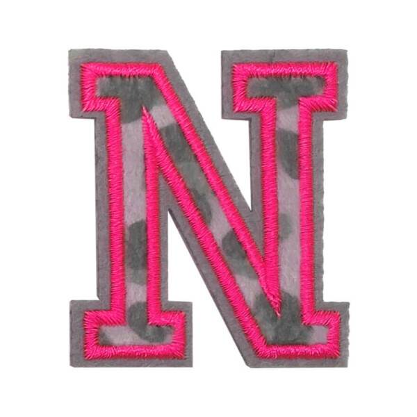 Mea Living Bügelpatch "N" Leo-Muster neonpink