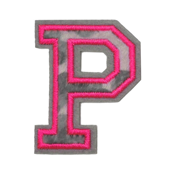 Mea Living Bügelpatch "P" Leo-Muster neonpink
