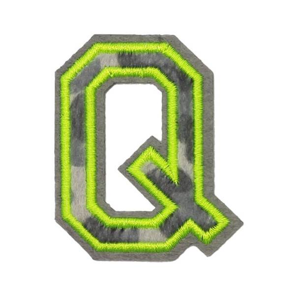 Mea Living Bügelpatch "Q" Leo-Muster neongelb