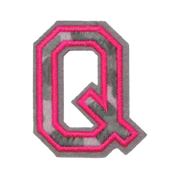 Mea Living Bügelpatch "Q" Leo-Muster neonpink