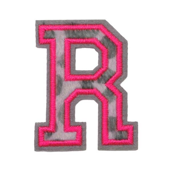 Mea Living Bügelpatch "R" Leo-Muster neonpink