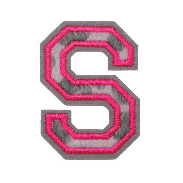 Mea Living Bügelpatch "S" Leo-Muster neonpink