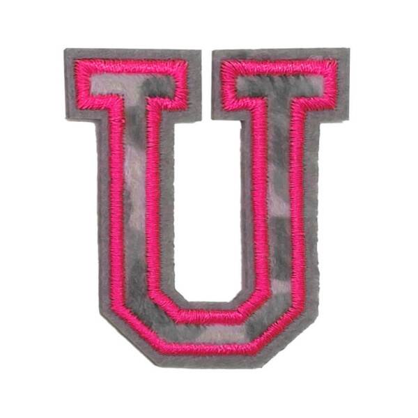 Mea Living Bügelpatch "U" Leo-Muster neonpink