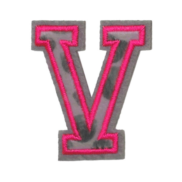 Mea Living Bügelpatch "V" Leo-Muster neonpink