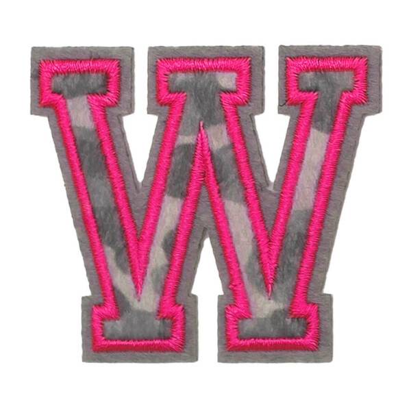 Mea Living Bügelpatch "W" Leo-Muster neonpink