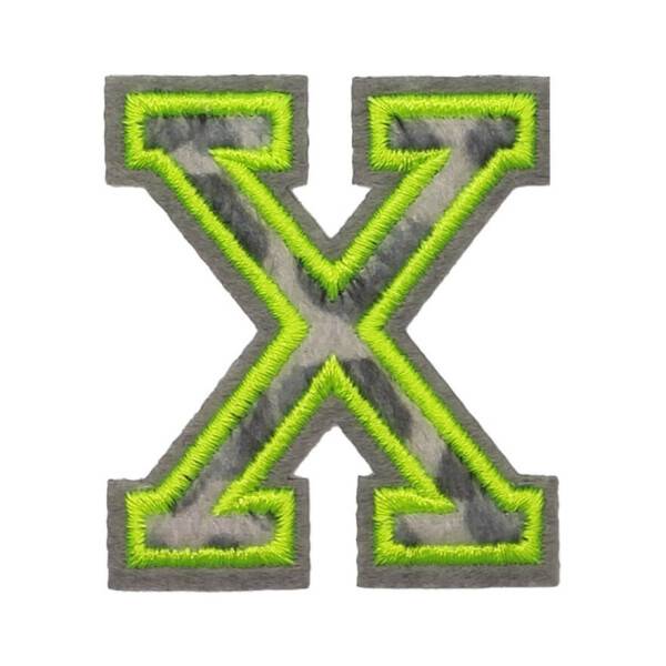 Mea Living Bügelpatch "X" Leo-Muster neongelb